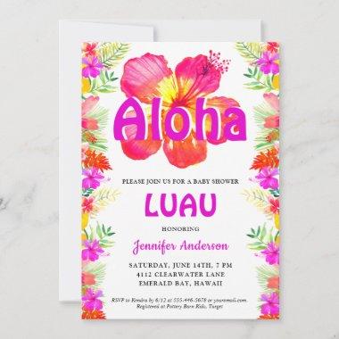 Aloha Tropical Luau Baby Shower Invitations