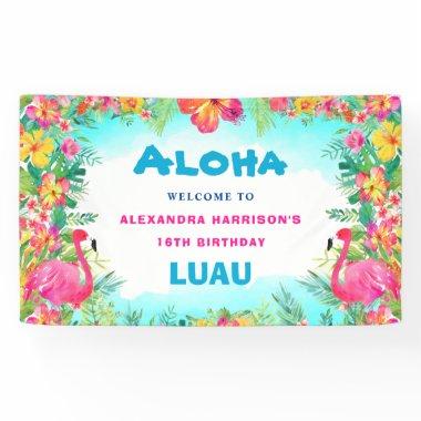 Aloha Tropical Luau Birthday Party Welcome Banner