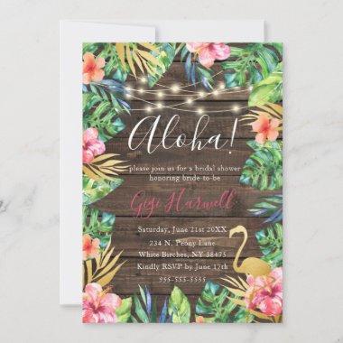 Aloha Tropical Luau Hawaiian Bridal Shower Invitations