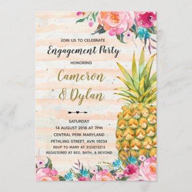 aloha tropical pineapple engagement Invitations
