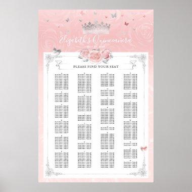 Alphabetical Silver Light Pink Rose Seating Charts