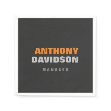 Alternative Perfect Size Grey Orange Bold Text Napkins