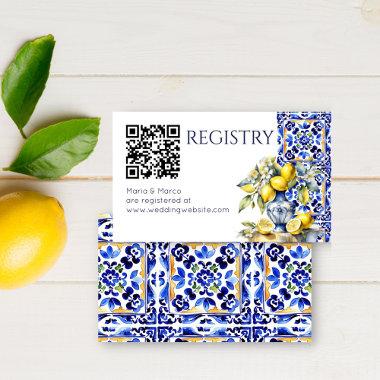 Amalfi Italian blue tiles lemons qr gift registry Enclosure