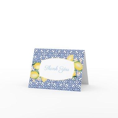 Amalfi Lemons Azulejos Powder Blue Baby Shower Thank You
