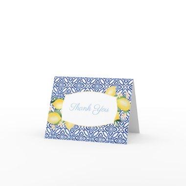 Amalfi Lemons Azulejos Powder Blue Baby Shower Thank You Invitations