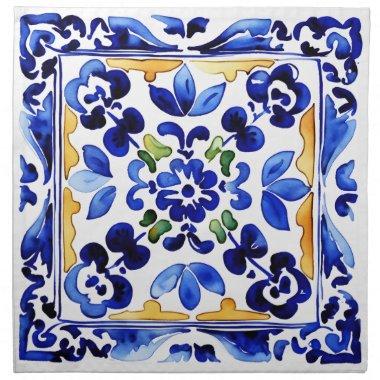 Amalfi Vietri Italian blue tiles Mediterranean Cloth Napkin
