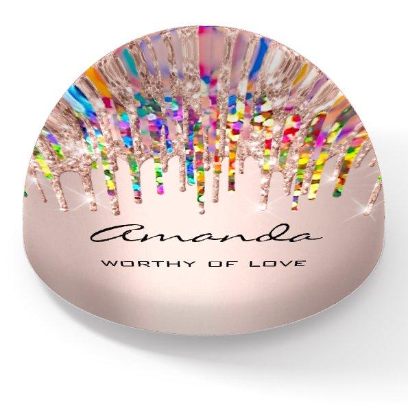 Amanda NAME MEANING Holograph Rose Gift idea Paperweight