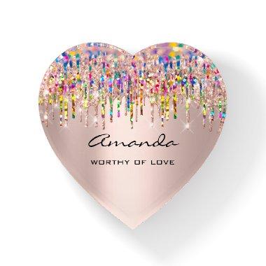 Amanda NAME MEANING Holograph Rose Valentine Paperweight