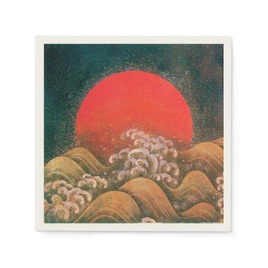 AMATERASU SUN GODDESS Red Black Brown Paper Napkins