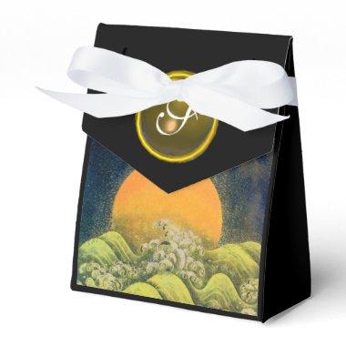 AMATERASU SUN GODDESS,YELLOW GEM MONOGRAM Black Favor Boxes