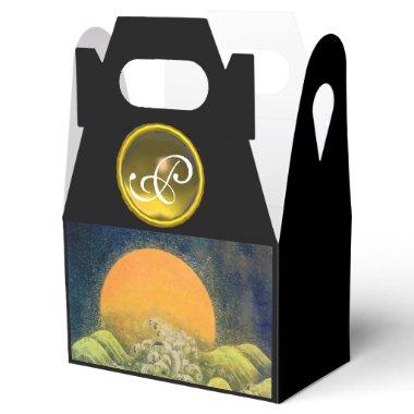 AMATERASU SUN GODDESS,YELLOW GEM MONOGRAM Black Favor Boxes