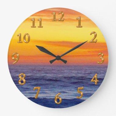 Amazing Burning Sunset Beach Clock