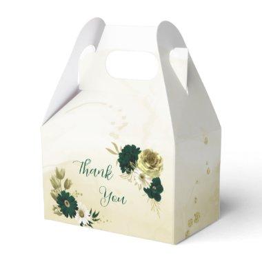 Amazing emerald green ivory gold flowers wedding favor boxes