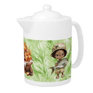 Amazing Loaves and Fishes Porcelain Teapot