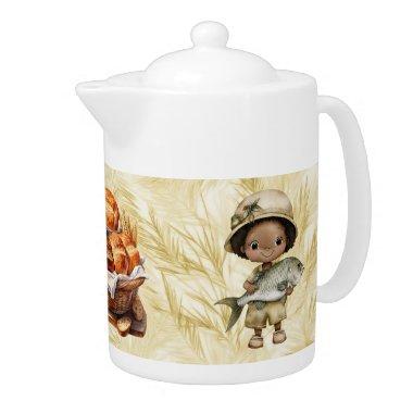 Amazing Loaves and Fishes Porcelain Teapot