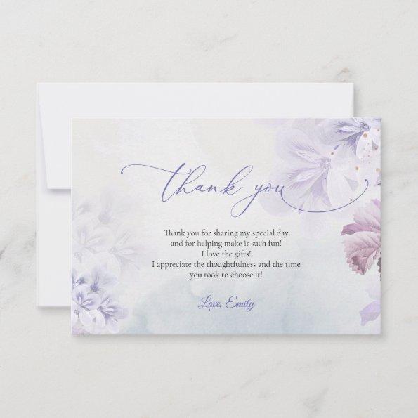 Amazing spring purple dusty pink Bridal Shower Thank You Invitations