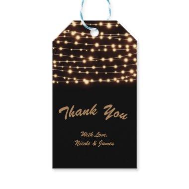 Amber Glow String Lights Elegant Glam Party Favor Gift Tags
