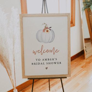 AMBER White Pumpkin Fall Bridal Shower Welcome Poster
