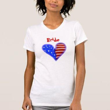 American flag heart customized bride's t-shirt