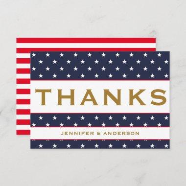 American Flag Red White Blue Patriotic thank you RSVP Card