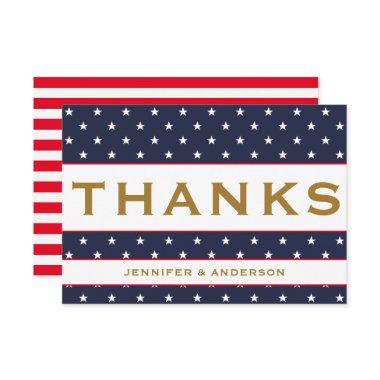 American Flag Red White Blue Patriotic thank you RSVP Card