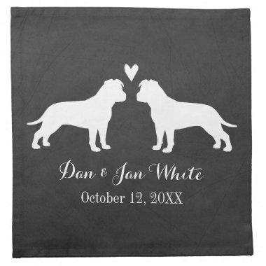American Staffordshire Terriers Wedding with Text Napkin