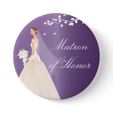 Amethyst Bride Matron Honor Bridal Party Button