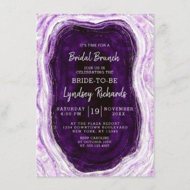 Amethyst Purple Agate Geode Bridal Brunch Shower Invitations