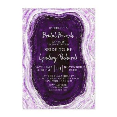 Amethyst Purple Agate Geode Bridal Brunch Shower Invitations