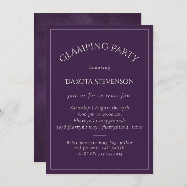 Amethyst Purple | Dark Watercolor Violet Glamping Invitations