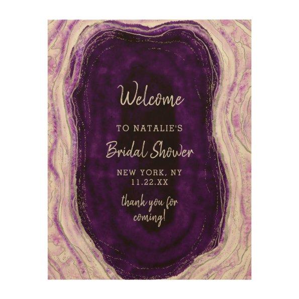 Amethyst Purple Geode Bridal Shower Welcome Sign