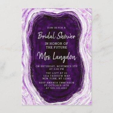 Amethyst Purple Geode Slice Wedding Bridal Shower Invitations