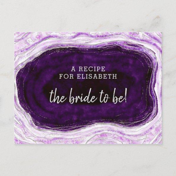 Amethyst Purple & Silver Bride to Be Recipe Invitations