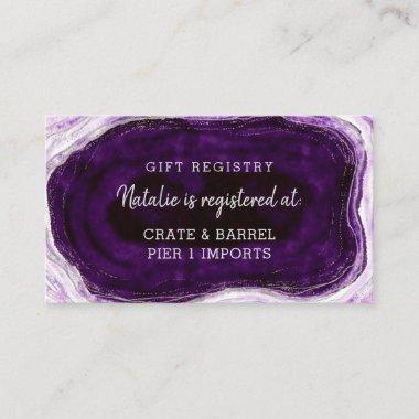 Amethyst Purple Silver Geode Shower Gift Registry Enclosure Invitations