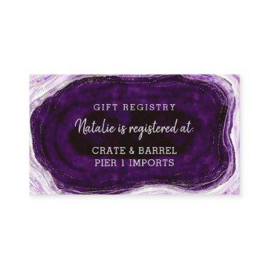 Amethyst Purple Silver Geode Shower Gift Registry Enclosure Invitations