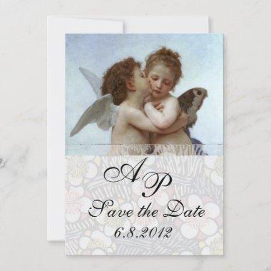 Amor and Psyche as Children Wedding Party Monogram Invitations