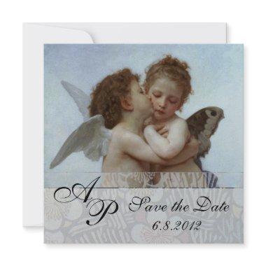 Amor and Psyche as Children Wedding Party Monogram Invitations