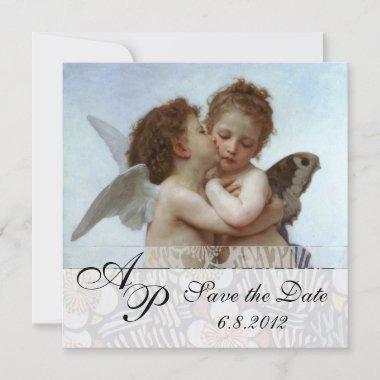 Amor and Psyche as Children Wedding Party Monogram Invitations