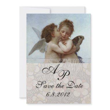 Amor and Psyche as Children Wedding Party Monogram Invitations