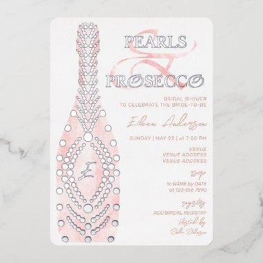 Ampersand Pearls & Prosecco Bridal Shower Silver Foil Invitations