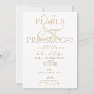 Ampersand White Pearls & Prosecco Bridal Shower Invitations