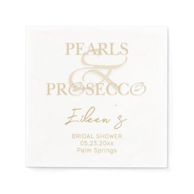 Ampersand White Pearls & Prosecco Bridal Shower Napkins