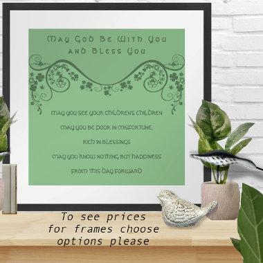 AN OLD IRISH WEDDING Blessing Clover Swirls Poster