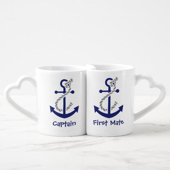 Anchor Captain and First Mate Coffee Mug Set