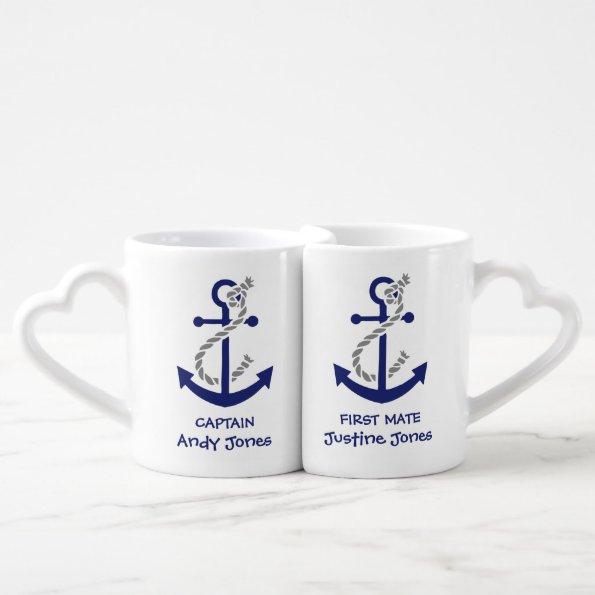 Anchor Captain and First Mate Coffee Mug Set