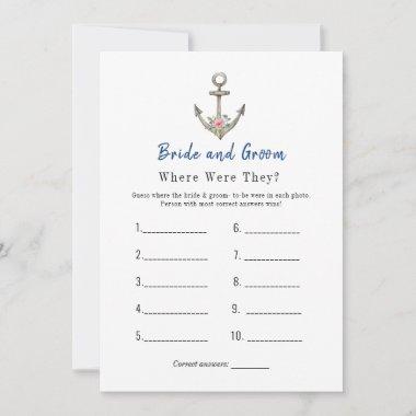 Anchor "Where were they" Bridal shower game Invitations