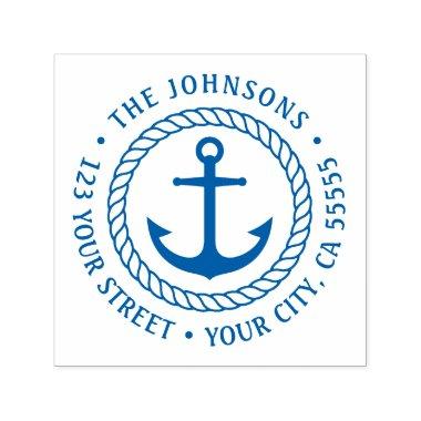 Anchor with rope border return address self-inking stamp