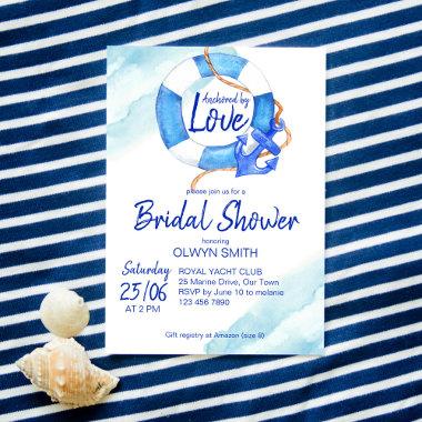 Anchored by love nautical bridal shower Invitations