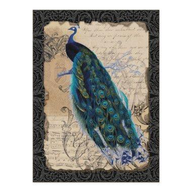 Ancient Peacock Save the Date  - Black