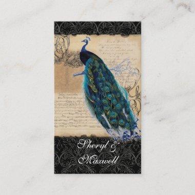Ancient Peacock Vintage Wedding Reception Favors Enclosure Invitations